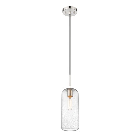 Z-Lite Monty 1 Light Pendant, Brushed Nickel And Seedy 738P17-BN